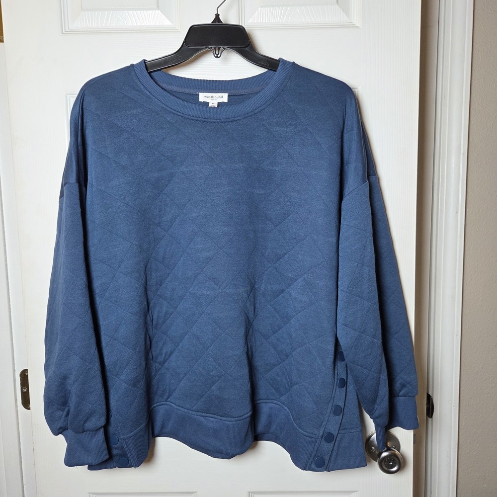 Westbound Woman sz 3X quilted sweatshirt NWT blue crew neck drop shoulder boxy